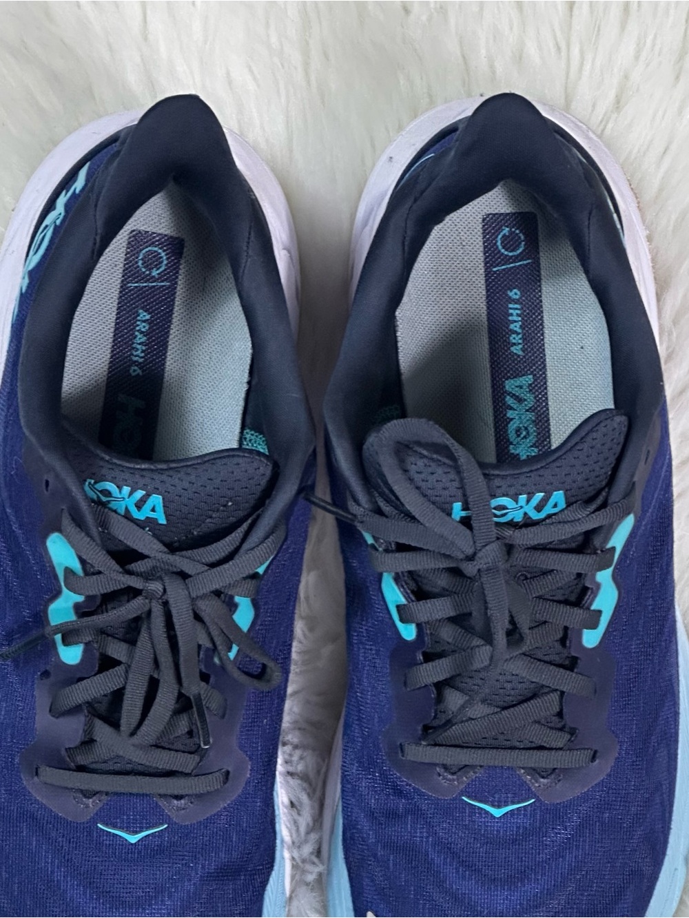 Hoka ARAHI 6 Men's Navy and Teal Performance Running Shoes - Picture 3 of 10